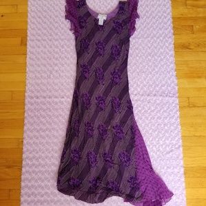 Vintage April Cornell Purple Floral Striped Dress